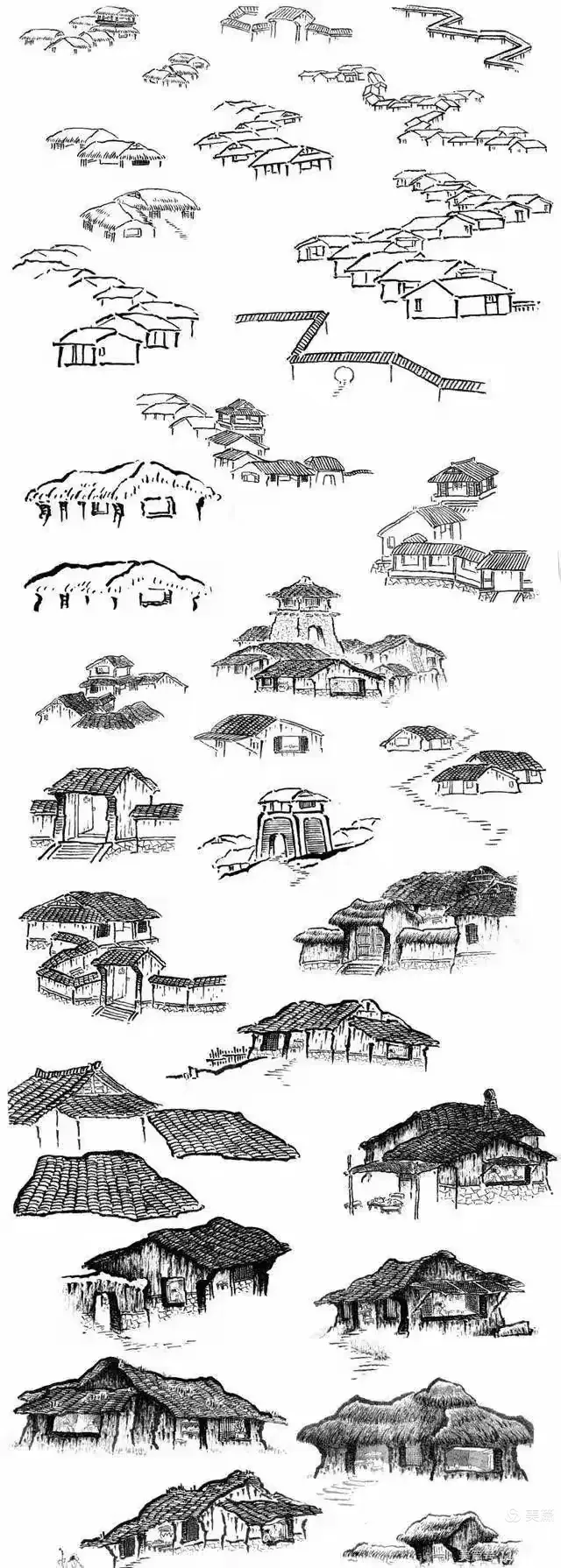 山水画中房屋建筑点景